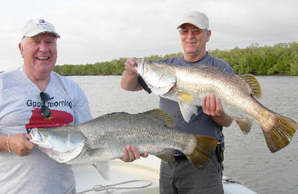 Aussie Barra Charters Two big Barramundi Caught Townsville Fishing Charter